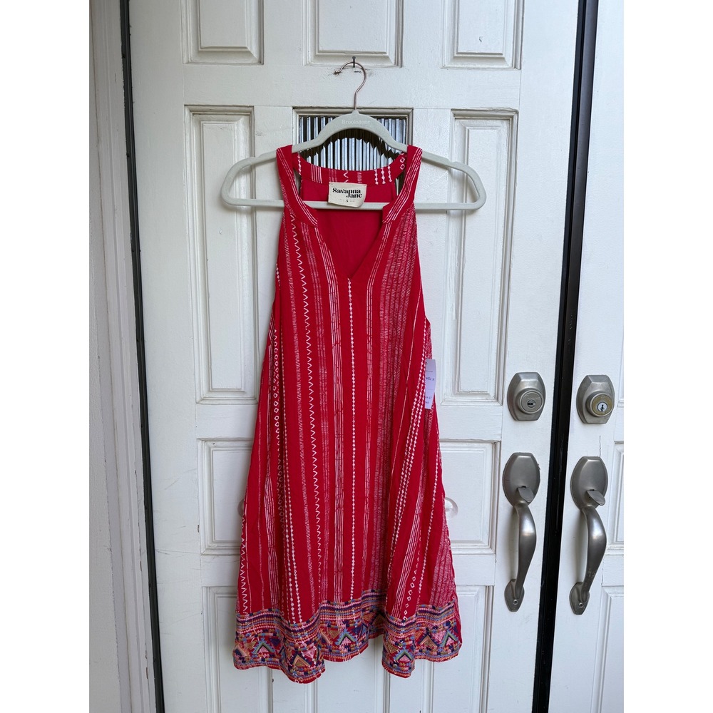 Savanna Jane Red and Multicolor Mini Dress